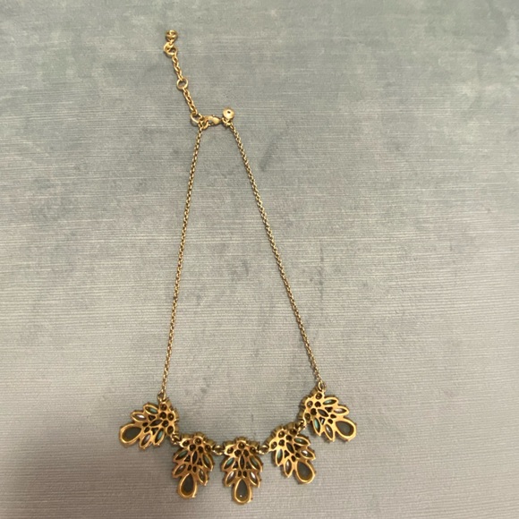 J.Crew blue gemstone vintage statement necklace with gold chain 9-12” drop - Picture 10 of 11